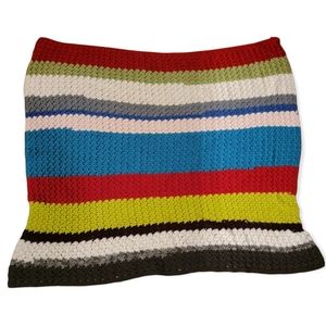 Vintage Granny Crochet Afghan Throw baby Blanket Handmade Multi Color striped